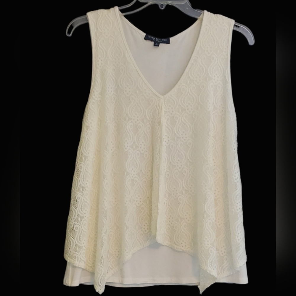 Green Envelope Sleeveless Lace over Cami Top